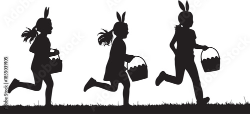 Children running with easter baskets