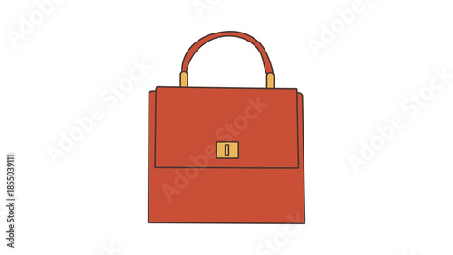 A simple illustration of a red handbag with a gold clasp.