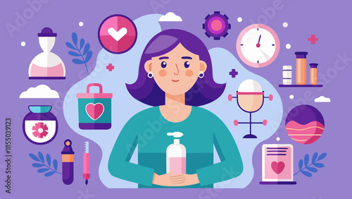 Flat vector icon set focused on menopause and women hormonal wellness