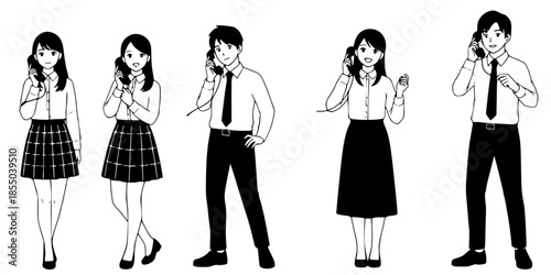 Illustrative collection of diverse individuals engaged in various phone conversations, representing essential modern communication and connectivity for business, education, and daily life