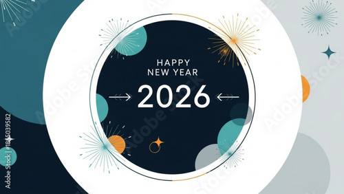 Happy new year 2026 celebration with fireworks and colorful background