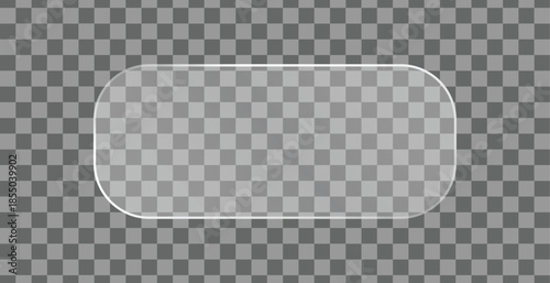 Liquid Glass Button Mockup with Glowing Edge – Futuristic 3D Glass UI Frame on Transparent Background