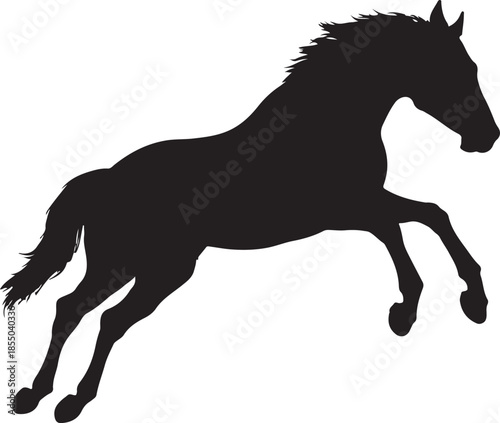 Jumping Horse Silhouette Vector Isolated on White Background