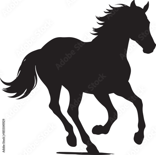 Galloping Horse Silhouette Three Quarter View Vector Illustration