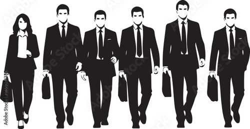 Business People Silhouette Group

Corporate Professionals Walking Silhouettes

Office Workers Team Illustration