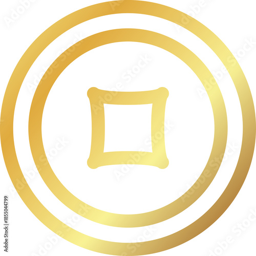 Golden Chinese Wealth Coin Symbol
