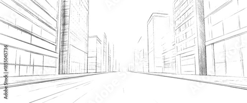 Vector distressed sketch budling line drawing and architectural sketch	