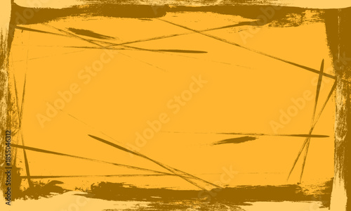 yellow brush ink painting blank space frame border picture artistic grunge graphic element abstract background