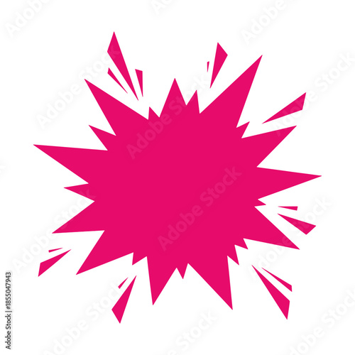 Pink jagged starburst shape with sharp points on white background