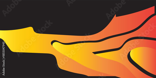 Minimal Tech Background. Bright Neon Modern Design for Wallpaper, Banner, Placard. Gradient Shapes on Black Background.