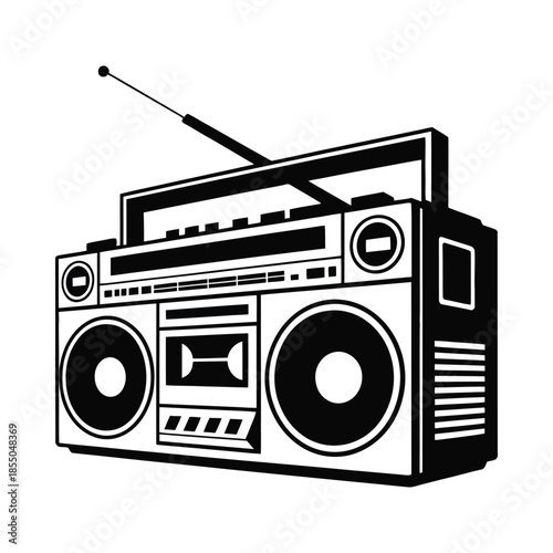 Vintage boombox with cassette player