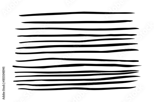 Hand-drawn black ink horizontal lines texture. Abstract hand-hatched linear pattern with irregular strokes. Minimalist organic background for modern graphic design, posters, and textile prints