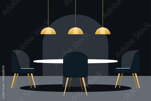 Elegant meeting space with velvet chairs and black accents