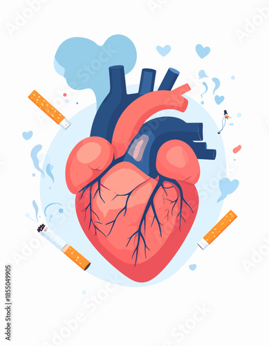 Smoking-related heart disease A visual representation of the detrimental effects of smoking on cardiovascular health