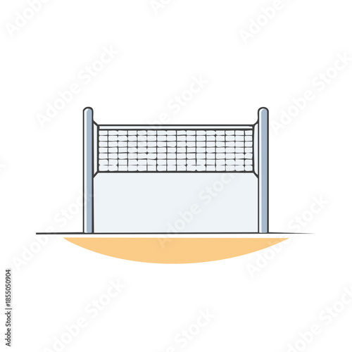 Volleyball net on sand, outdoor sport equipment, recreational net for beach volleyball game