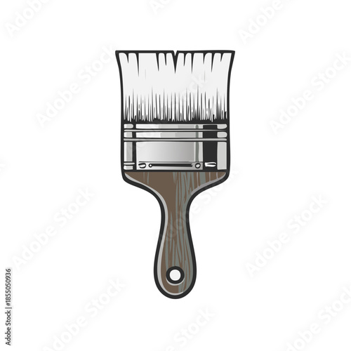 Vintage Paint Brush with Bristles, Handle, and Ferrule for Painting or Art Projects