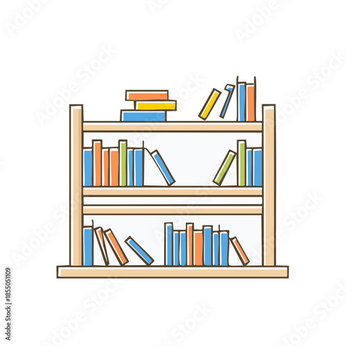 Bookshelf with Books Bookshelf Illustration Colorful Books Stacks of Books Knowledge Educational Objects