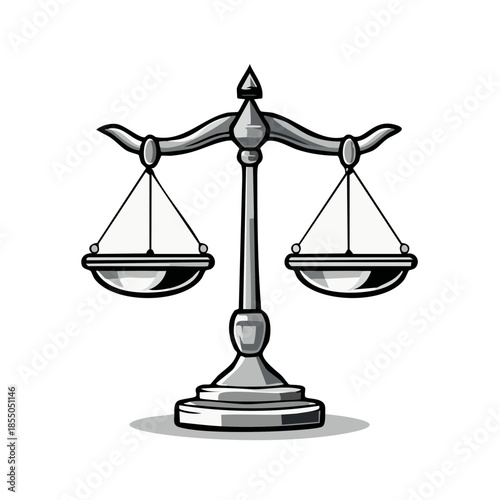 Stylized Silver Scales of Justice Depiction of Balanced Legal System and Fairness