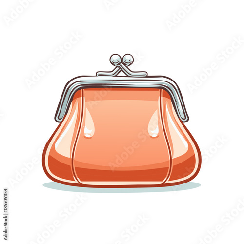 Peach Colored Coin Purse Illustration Isolated on White Background for Finances
