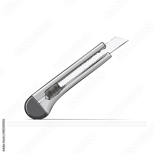 Utility Knife Illustration, Cutting Tool, Craft Knife, Industrial, Box Cutter, Paper Cutter, Cutter isolated in Vector