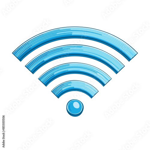 Stylized Wifi Signal Icon, Blue Wireless Connection Graphic, Internet Access Symbol, Network Communication Art, Connectivity Icon