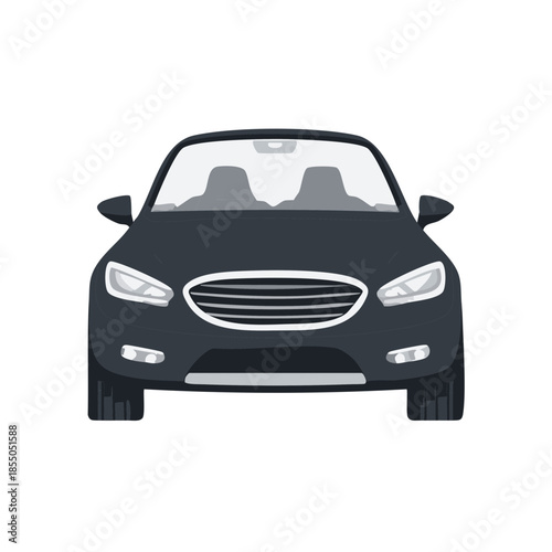 Stylish black convertible car facing forward isolated for transportation themes