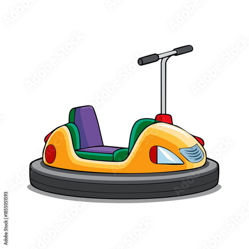 Cartoon Bumper Car Ride at Amusement Park