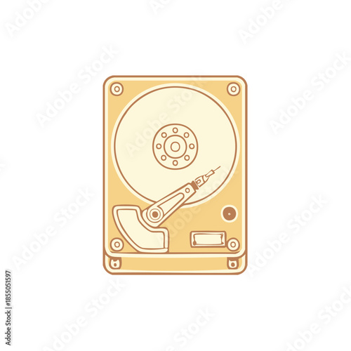 Illustration of Hard Disk Drive Internal Storage Component Retro Style
