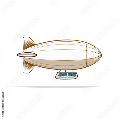 Illustrated Dirigible: Vintage Airship Vector Graphic in Sepia Tones for Retro Design Projects and Aviation Enthusiast Materials