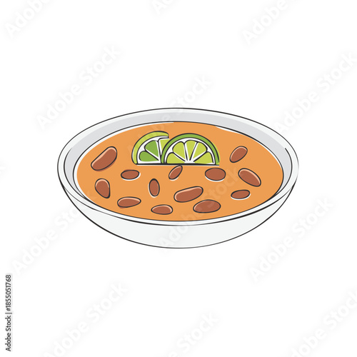 Hearty bowl of bean soup with fresh lime garnish on top perfect for lunch or dinner hearty delicious meal with vibrant colors