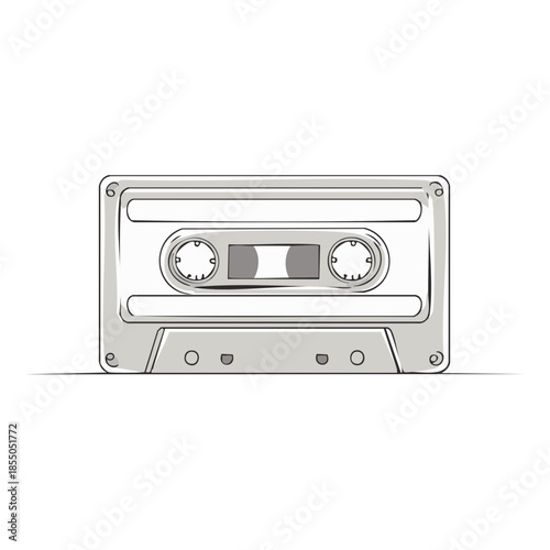 Retro Audio Cassette Tape Illustration for Vintage Music Listening Technology