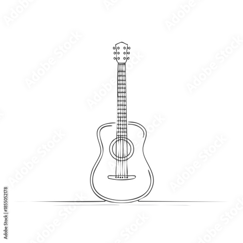 Acoustic Guitar Musical Instrument Stringed Instrument Single Line Drawing