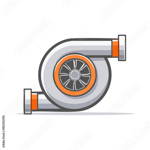 Turbocharger Vector Illustration Depicting Automotive Engine Performance Enhancement for Car Modification and Tuning