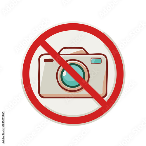 Prohibition Sign with Camera Icon Digital Camera not Allowed Restriction concept