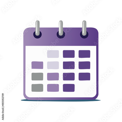 Purple calendar icon graphic design vector with schedule appointment time symbol