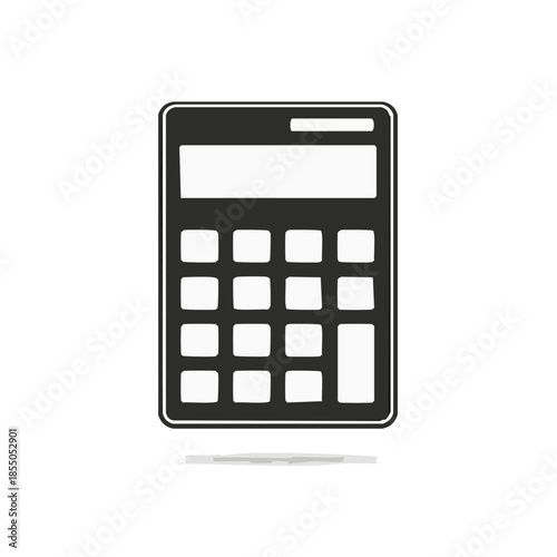 Isolated calculator for accounting, calculation, or mathematics in simple black and white icon style