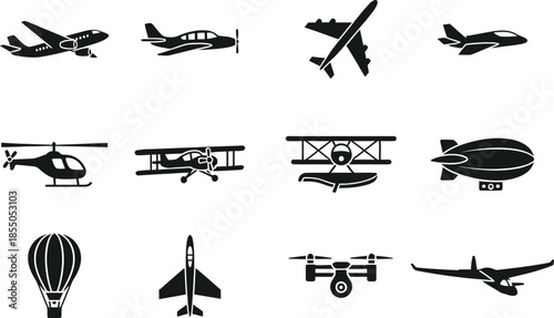 Collection of various aircraft and air vehicles