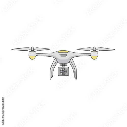 Flying drone with camera hovering in air for inspection or photography work aerial view surveillance