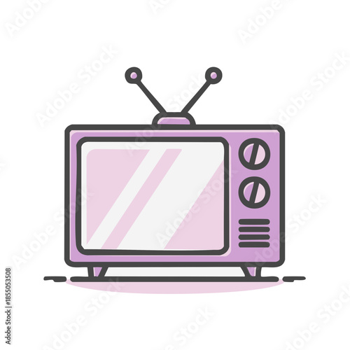 Retro Television set illustration with anntenas isolated on white background