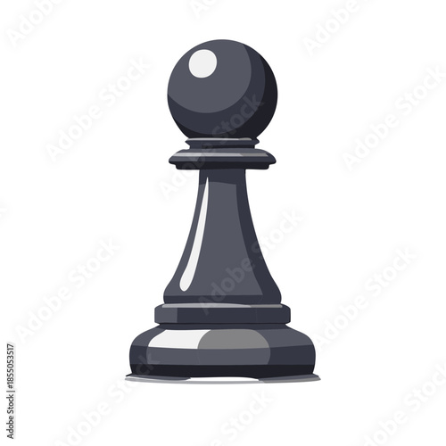 Illustration of a black pawn chess piece for strategy and gameplay. Minimalist chess pawn for boards