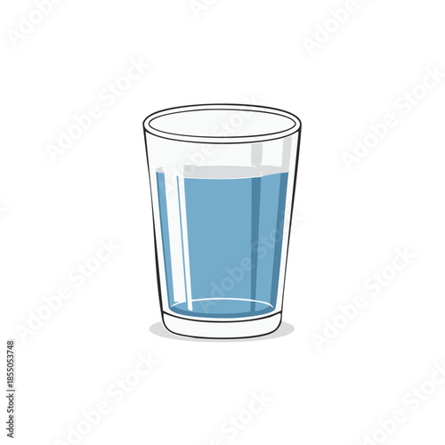 Glass with liquid refreshment or beverage simple illustration style on white background