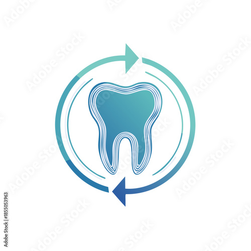 Tooth Regeneration Icon with Arrows for Dental Health and Wellness