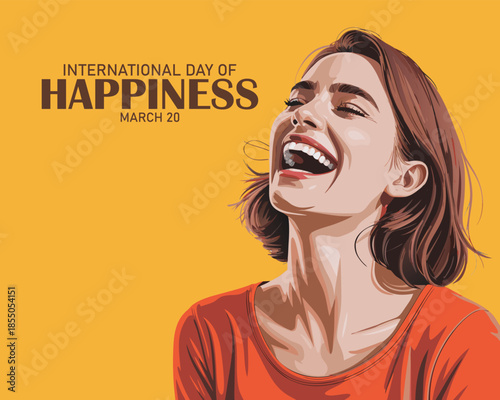 Celebrate International Happiness Day. Poster, banner, card, postcard design.	