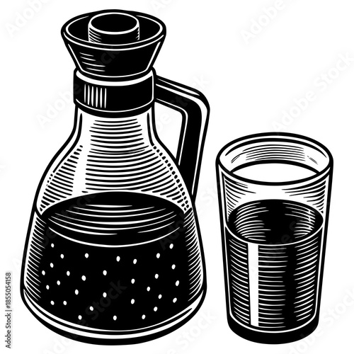 A Stylish Glass Pitcher and Glass of Refreshing Water a stylish glass pitcher and