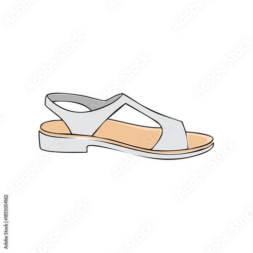 Elegant white sandal with ankle strap for summer fashion footwear accessory single object