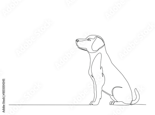 Single Continuous Line Drawing of adorable labrador retriever dog. Domestic Animal.