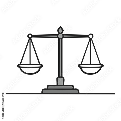 Stylized scales of justice illustration offering a symmetrical design for law related themes