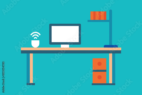 Minimal Desk with Wireless Keyboard and Sleek Monitor