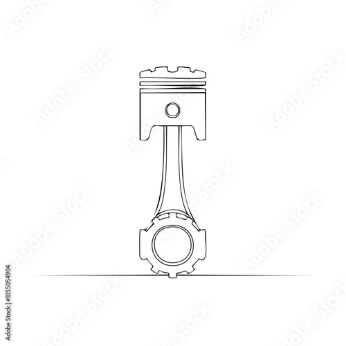 Outline of a car engine piston and connecting rod for vehicle design and engineering, engine part and engine technology concept