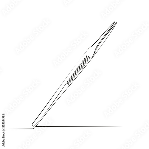 Fine Line Drawing of Medical Surgical Tweezers for Precise Procedures